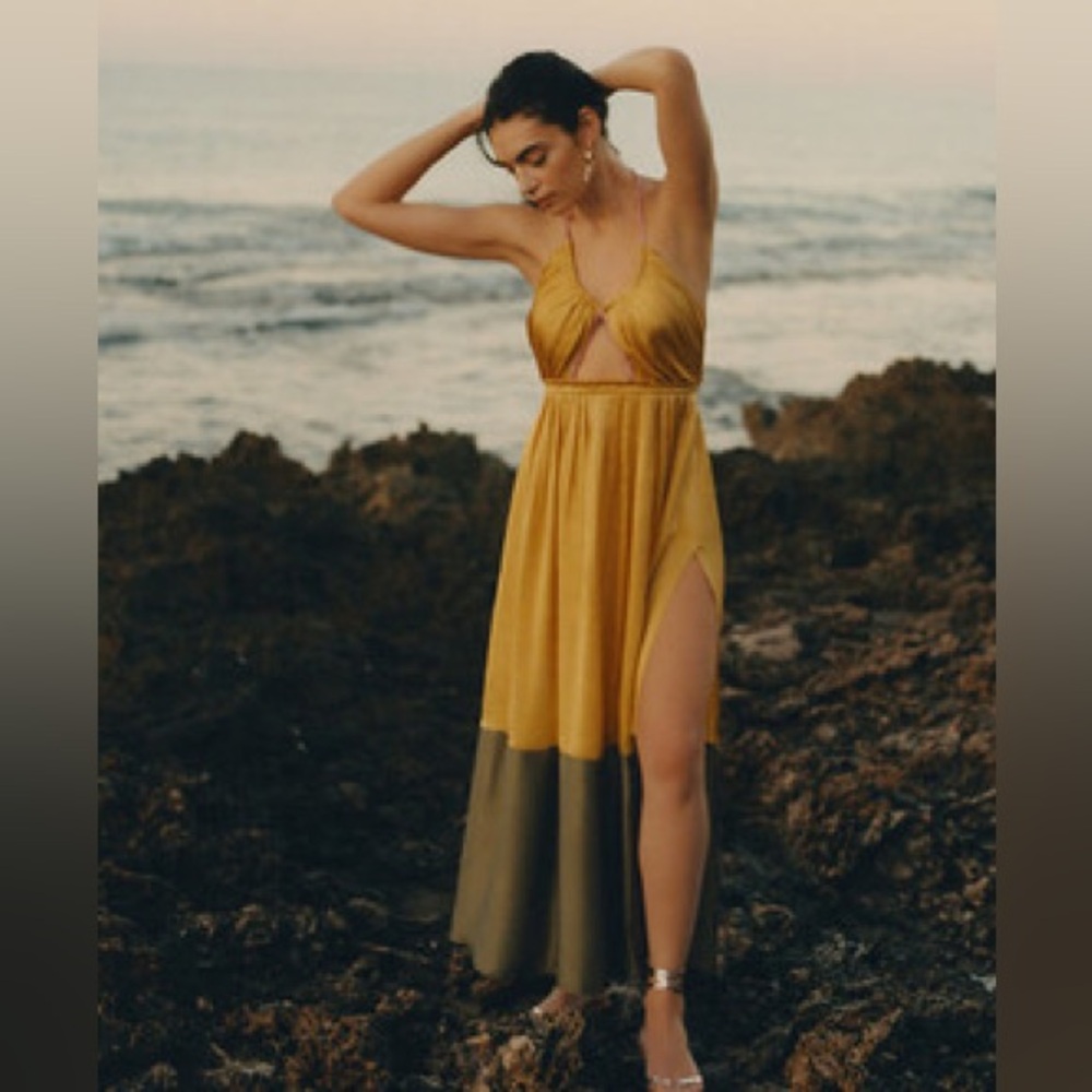 Anthropologie golden dress